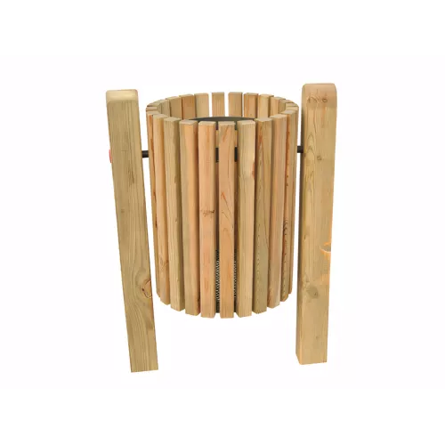 Poubelle ronde rabattable en bois 50 L