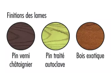 Banc SEATTLE lames en pin traité ou bois exotique