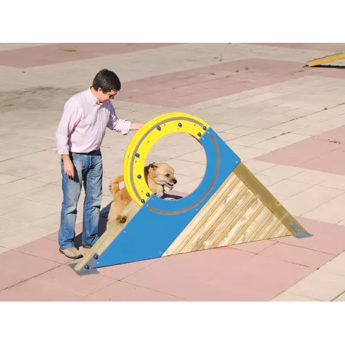 Roue d'agilité en bois pour chien