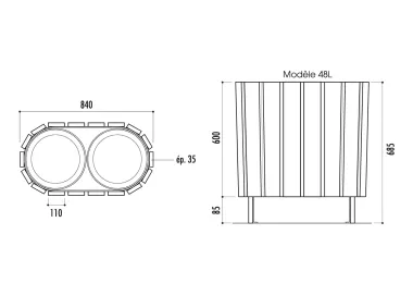 Corbeille ALLOA double flux - tri sélectif - 100 % recyclée