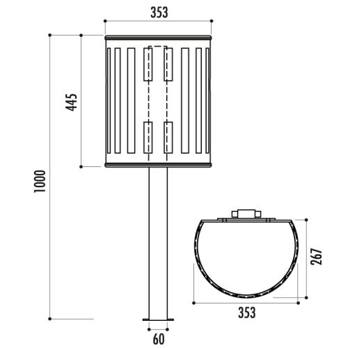 Corbeille TRAMONTANA demi-ronde en fonte ductile