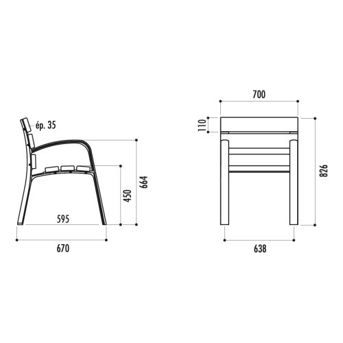 Fauteuil MODO 6 lames de bois exotique