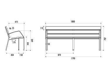 Banc MODO en polymère 100 % recyclé