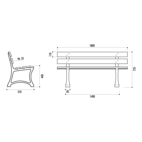 Banc DRESDE lames en pin traité