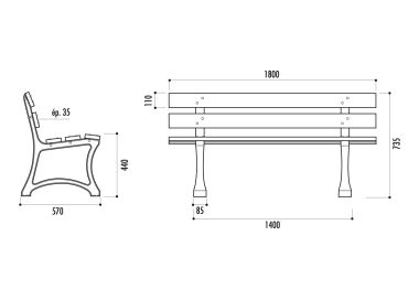 Banc DRESDE lames en pin traité