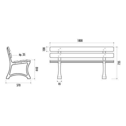 Banc SARAGOSSE lames en bois exotique