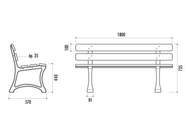 Banc SARAGOSSE lames en bois exotique