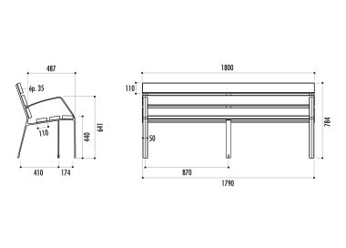 Banc MODO en composite bois-plastique