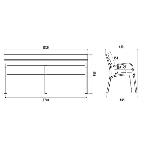 Banc ECOCITY lames en plastique 100 % recyclé