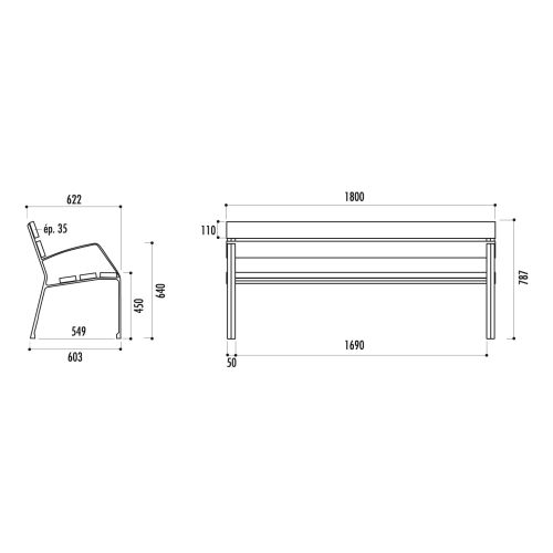 Banc MODO-08 - 5 lames bois exotique