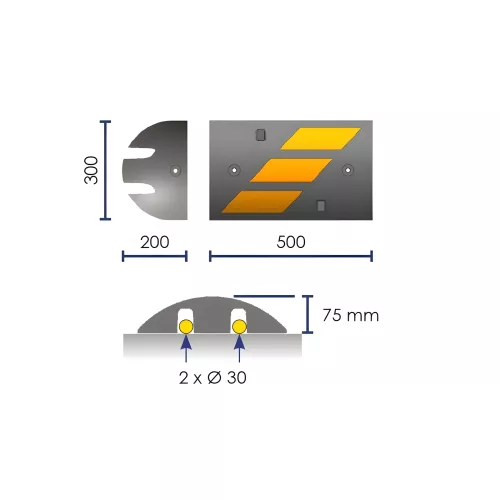 Ralentisseur modulable haute visibilité 55mm pour 30km/h