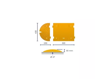 Ralentisseur modulable noir/jaune 50cm, hauteur 50mm, 30km/h