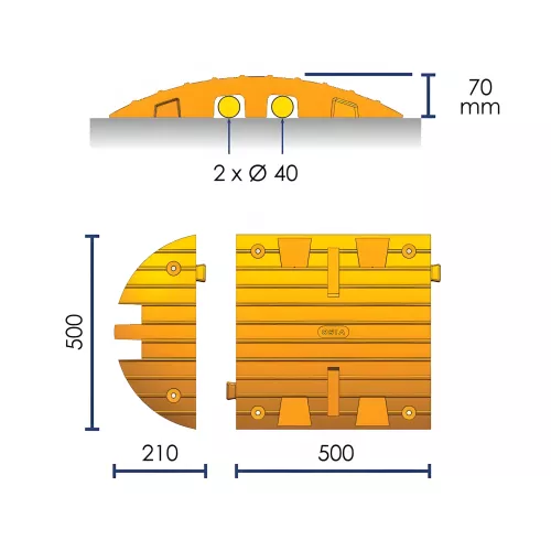 Ralentisseur modulable poids lourds 50T 15km/h caoutchouc